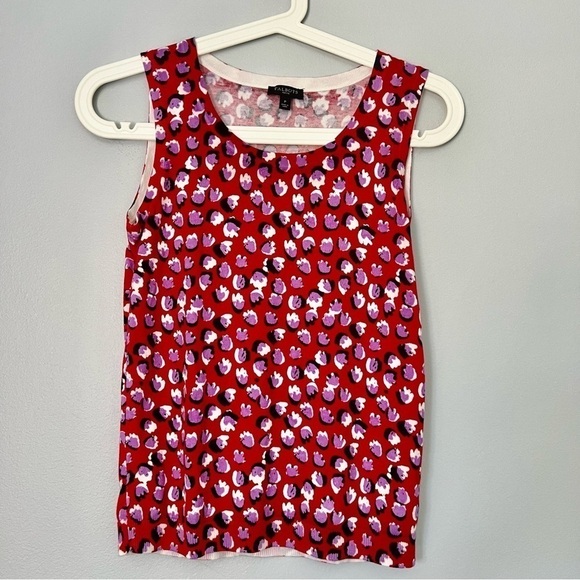 Talbots Tops - Talbots Women's Red White Lavender Floral Knit Scoop Neck Tank Top Size S